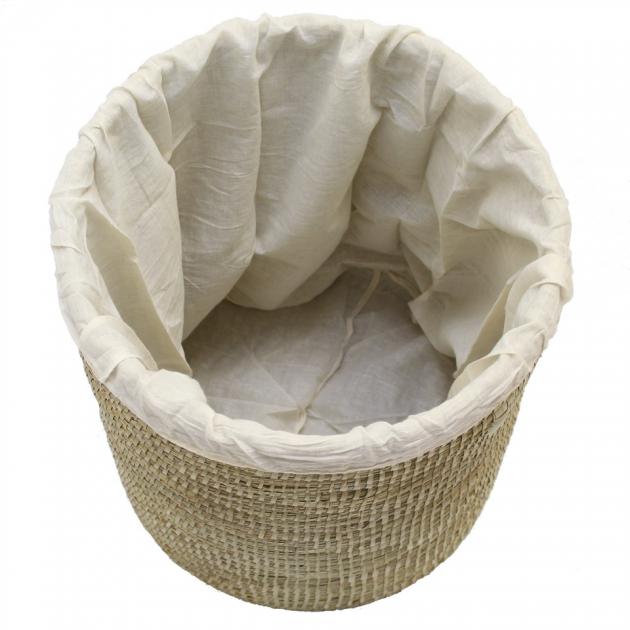 Wäschekorb aus Seegras mit Deckel, Ø 40 x 50 cm, Wäschesammler