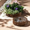2x Pflanzrad aus Weide, braun, Pflanzschale, Blumenschale, Pflanzgefäß, Blumentopf, Gartendeko für Draußen