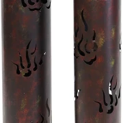 2 Windlichtsäulen "Flammen" aus Metall, 80 + 99 cm hoch, Kerzenhalter, Bodenwindlicht, Dekosäule mit Kerzenglas, Metallsäule, Kerzensäule