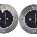 2 Stück Solar LED Bodenleuchten mit Erdspieß, Boden Einbauleuchten mit Dämmerungssensor, Gartenbeleuchtung, Bodenstrahler, Solarleuchte