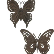 2x Wanddeko "Schmetterling" aus Metall in Rost Optik, groß, Butterfly