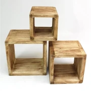 3 Regale "Geflammt" aus Holz, Würfelregale, Regalset, Cubes