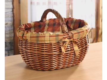 Einkaufskorb 'Karo' aus Weide, mit Textileinlage, Bügelkorb