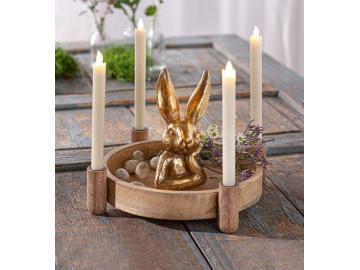 Tablett 'Kerzenhalter' aus Mangoholz für 4 Kerzen, Kerzentablett, Kerzenständer