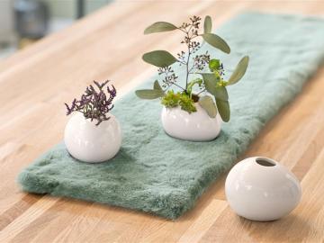 3x Mini-Vase in Ei-Form aus Porzellan, creme glänzend, Blumenvase, Osterdeko