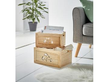 Holzbox 'Ginkgo' im 2er Set, Deko Box, Aufbewahrung, Küche, Geschenke-Kiste