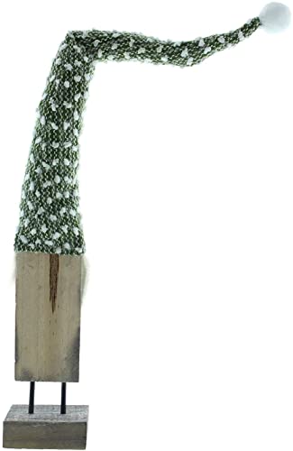 Dekofigur Wichtel "Zottelbart" grün / weiß, aus Holz und Stoff, 69 cm hoch