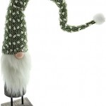 Dekofigur Wichtel "Zottelbart" grün / weiß, aus Holz und Stoff, 69 cm hoch