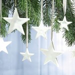 Sternhänger im 12 Set aus Porzellan, weiß, Weihnachtsbaumschmuck