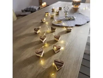 LED-Lichterkette "Holzherzchen"