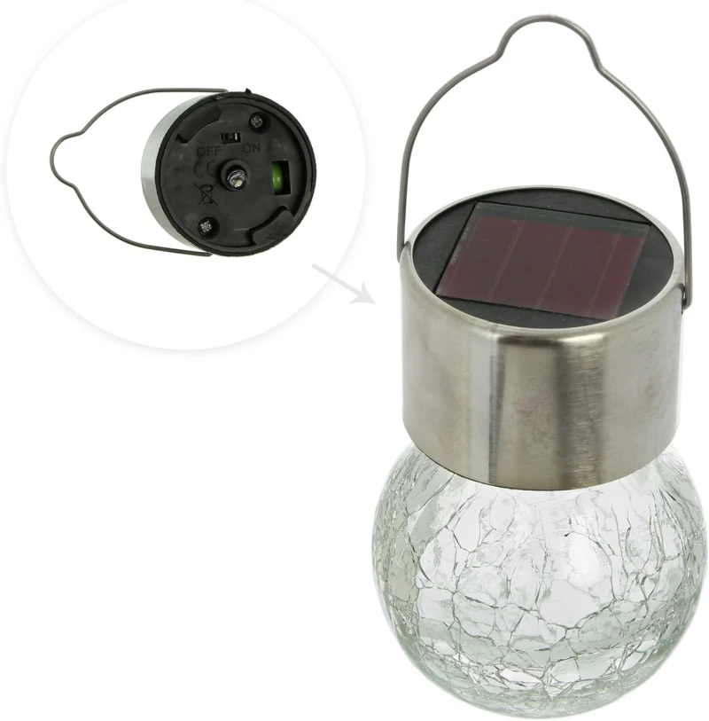 4x Solar LED Leuchte "Kristall" aus Glas, hängend, Gartenlampe, Solarleuchte, Kugelleuchte, Balkon & Gartendeko für Draußen