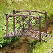 Dekobrücke "Bachlauf" aus Metall in Rost Optik, Zierbrücke, Gartenbrücke, Teichbrücke, Gartendeko für Draußen