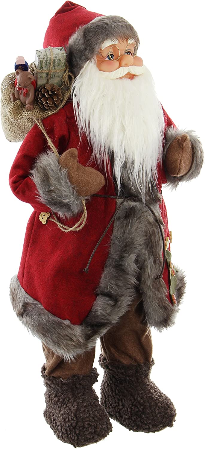 Dekofigur "Nikolaus", groß, 60 cm hoch, Weihnachtsmann aus Textil und Filz