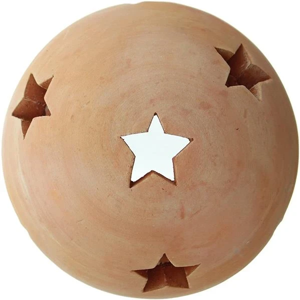 Dekokugel "Sterne" aus Terracotta, Ø 30 cm, Windlicht, Kerzenhalter, Gartenkugel, Gartendeko für Draußen