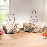 Drahtkorb "Holzherz", 2er Set