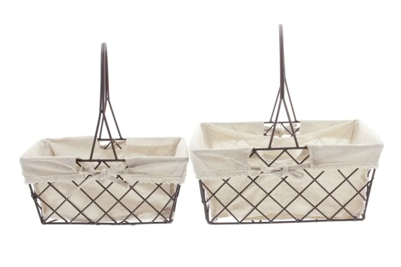 Drahtkorb "Holzherz", 2er Set