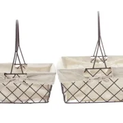 Drahtkorb "Holzherz", 2er Set