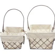 Drahtkorb "Holzherz", 2er Set