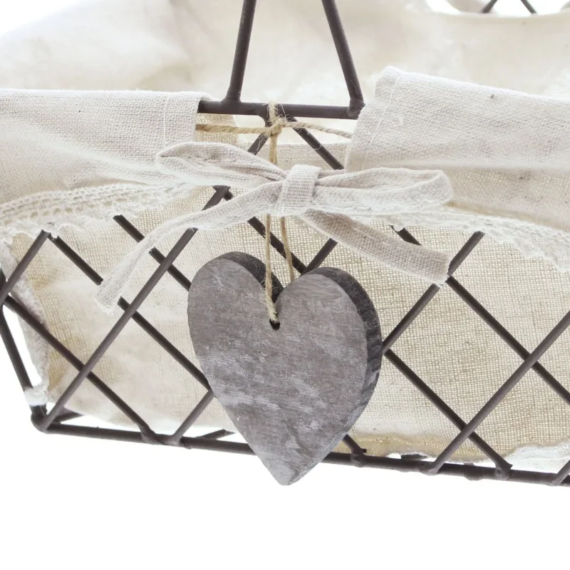 Drahtkorb "Holzherz", 2er Set