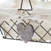 Drahtkorb "Holzherz", 2er Set