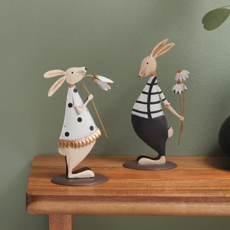 Figur "Hasenpaar mit Blümchen", 2er Set