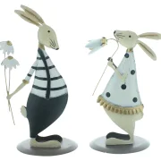 Figur "Hasenpaar mit Blümchen", 2er Set