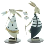 Figur "Hasenpaar mit Blümchen", 2er Set