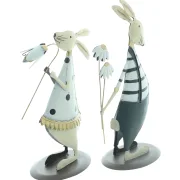 Figur "Hasenpaar mit Blümchen", 2er Set