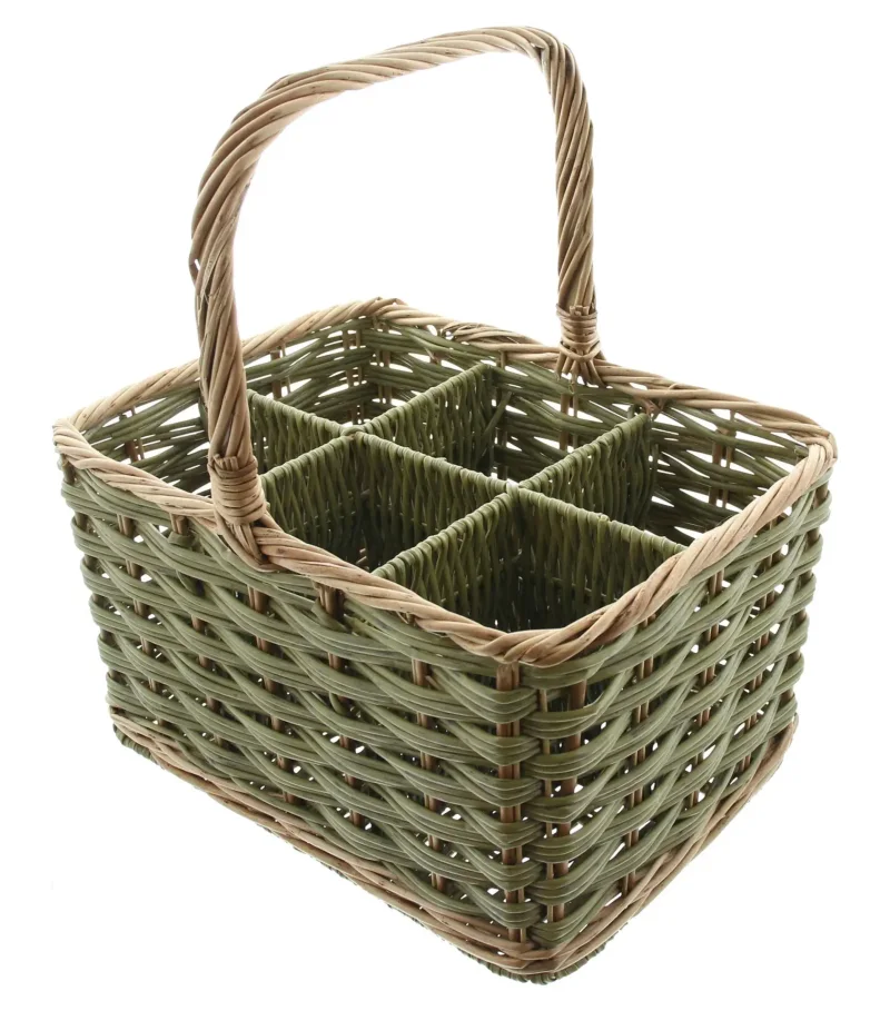 Flaschenkorb "Washed Green", für 6 Flaschen