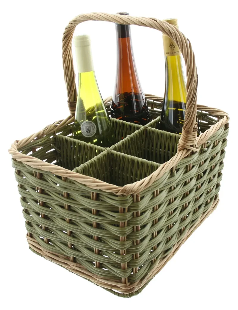 Flaschenkorb "Washed Green", für 6 Flaschen