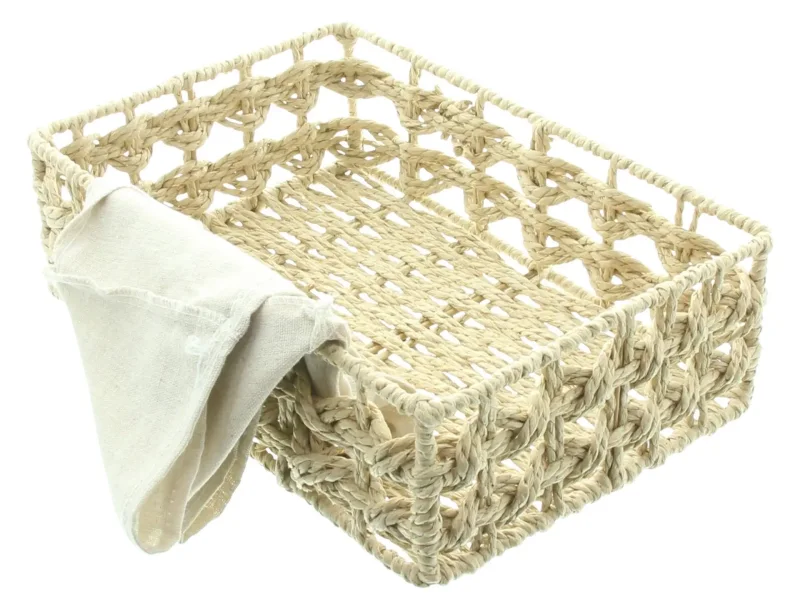 Füllkorb Arte, Papierschnur, Metallrahmen, Stoffeinsatz 70% Baumwolle, 30% Leinen Maße: 31 x 21 x 10 cm