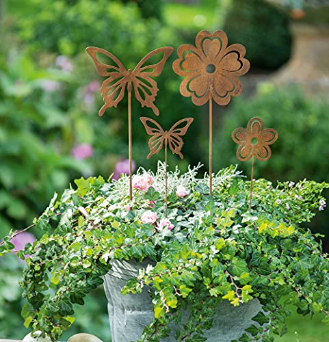 Gartenstecker "Blume & Schmetterling", 4er Set