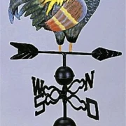 Gartenstecker "Hahn" auf Windrad aus Metall, handbemalt, Windrichtungsanzeiger, Dekostecker, Wetterhahn, Gartendeko für Draußen