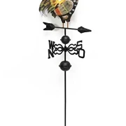 Gartenstecker "Hahn" auf Windrad aus Metall, handbemalt, Windrichtungsanzeiger, Dekostecker, Wetterhahn, Gartendeko für Draußen
