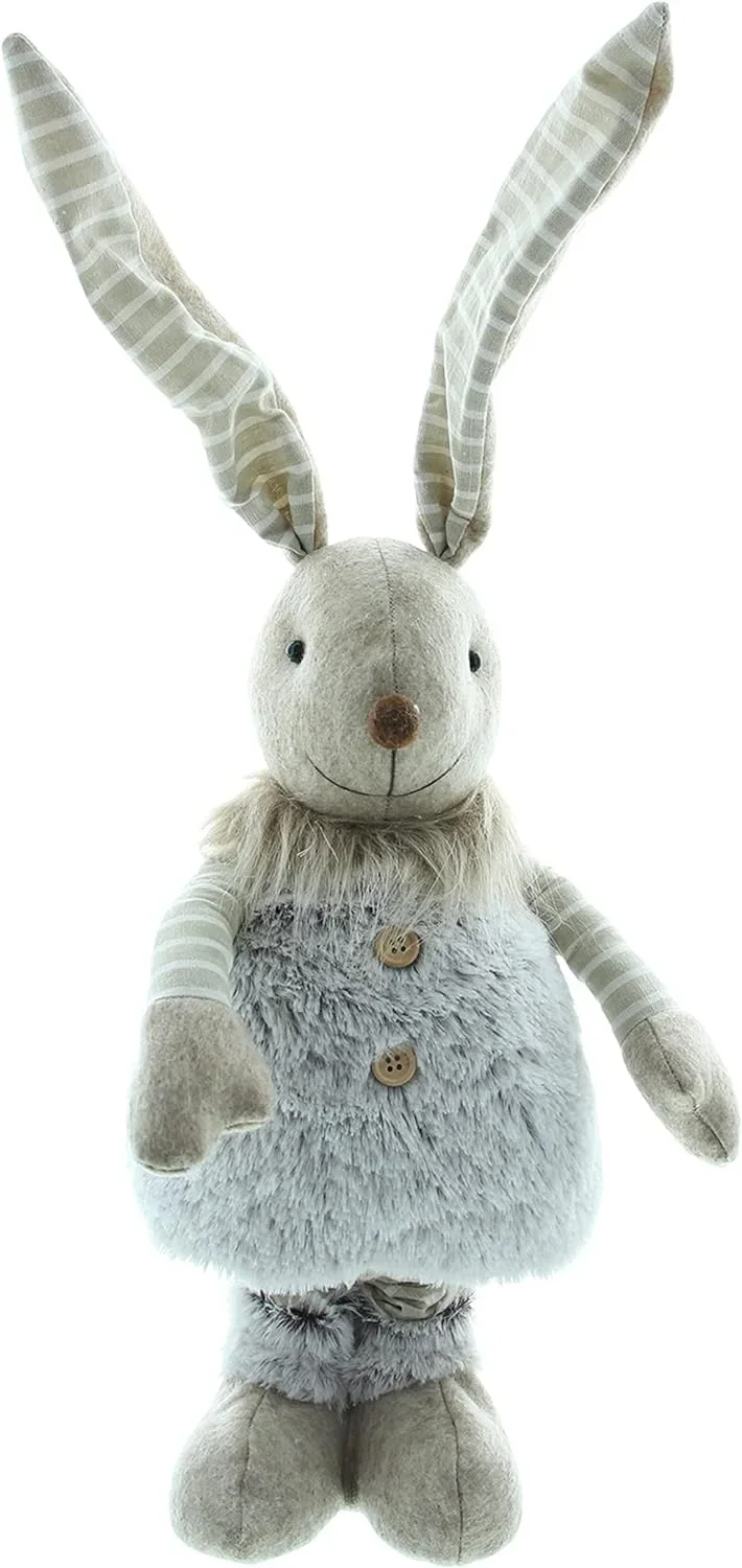 Hasenfigur Langohr – Liebevoll Gefertigte Osterdeko mit Ausziehbaren Beinen, Verschiedene Textilien, Max. Höhe 60 cm für den Innenbereich