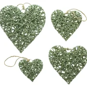 Herzhänger "Olivgrün", 4er Set