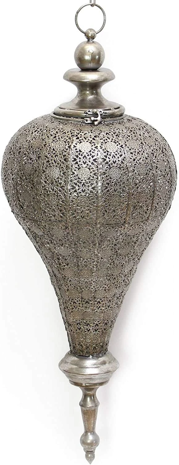 Hängewindlicht "Fata Morgana" groß aus Metall, 105 cm hoch mit Kette, orientalische Laterne, Kerzenhalter, Gartenlaterne, Hängelaterne, Metalllwindlicht
