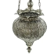 Hängewindlicht "Fata Morgana" klein aus Metall, 73 cm hoch mit Kette, orientalische Laterne, Kerzenhalter, Gartenlaterne, Hängelaterne, Metalllwindlicht