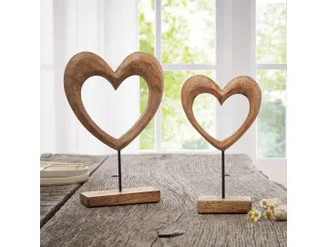 Holzdeko "Herz", 2er Set
