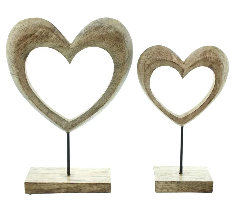 Holzdeko "Herz", 2er Set