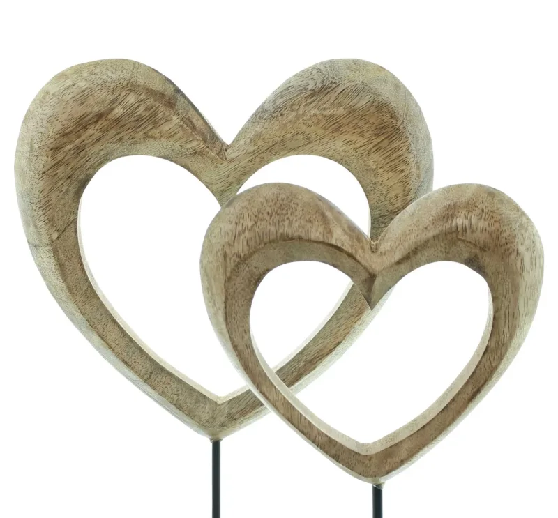 Holzdeko "Herz", 2er Set