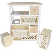 Kommode "Makramee" aus Holz & Textil, 56 x 77 cm, 8 Schubladen, Schubladenkommode Boho Chic