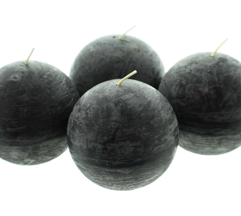 Kugelkerze "Black", 4er Set