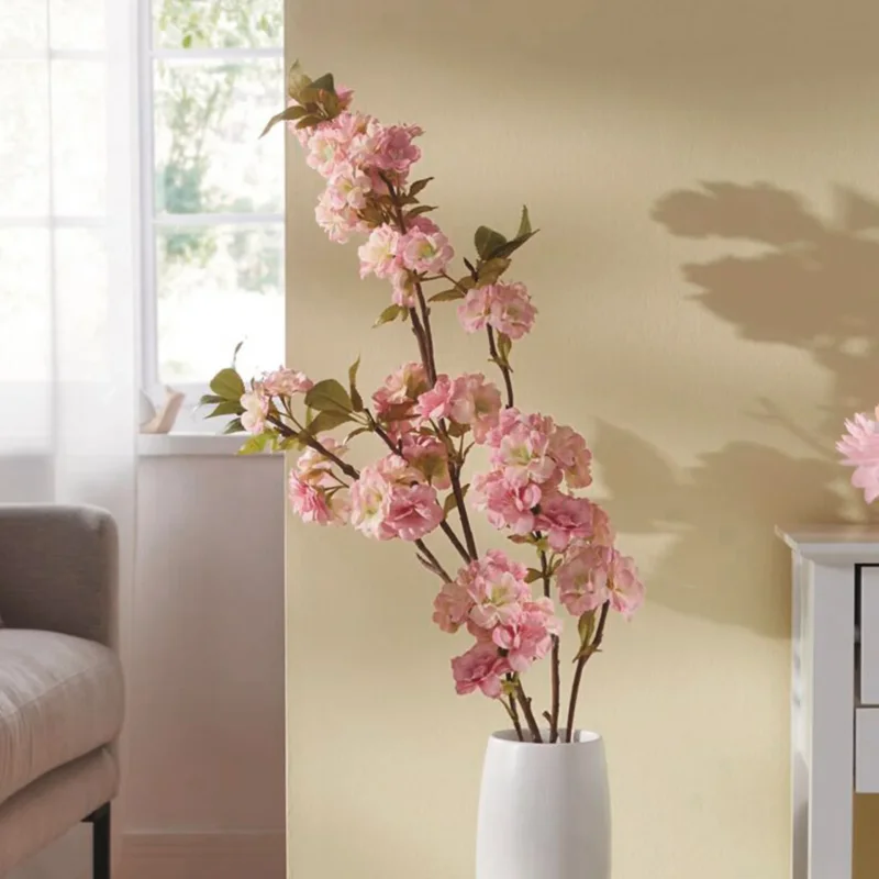 Kunstblume Kirschblütenzweig, Groß, Kunststoff, Rosa und Weiß, Höhe 98 cm