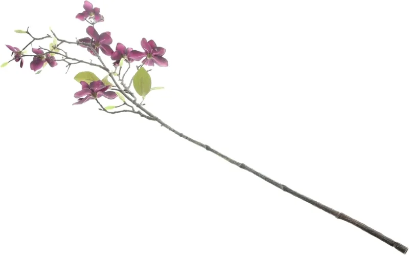 Kunstblume Magnolienzweig, Kunststoff, Höhe 83 cm, Violette Textilblüten mit Grünen Blättern