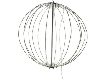 LED-Kugel "Shine" aus Metall, silber, mit ca. 384 LED, Leuchtkugel mit Timer, Dekokugel Ø 40cm, Balkon- und Gartendeko für Draußen