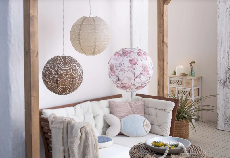 Lampion "Harmony", 3er Set, Papier, Metall Maße: 1 x Ø 30 cm, 2 x Ø 40 cm,