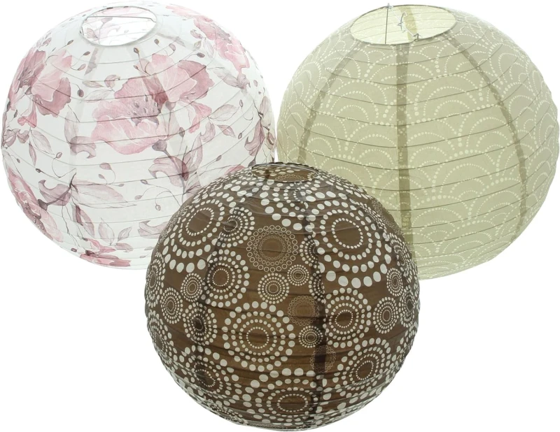 Lampion "Harmony", 3er Set, Papier, Metall Maße: 1 x Ø 30 cm, 2 x Ø 40 cm,