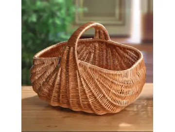 Muschel Einkaufskorb aus Vollweide in Geschwungener Form