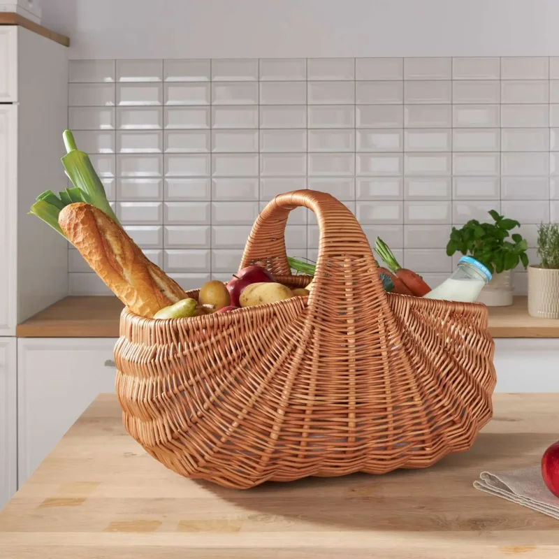 Muschel Einkaufskorb aus Vollweide in Geschwungener Form